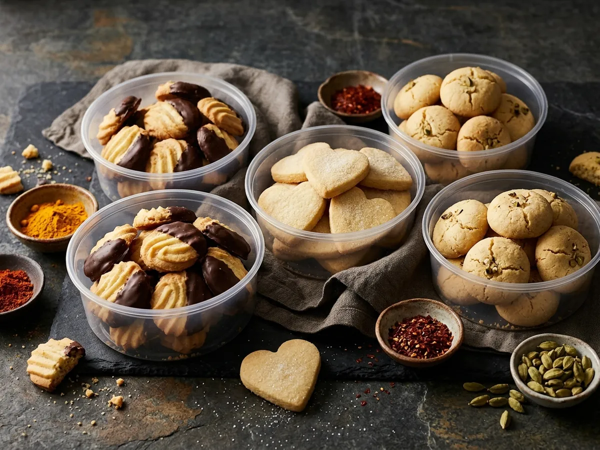 Tubs of pure butter biscuits
