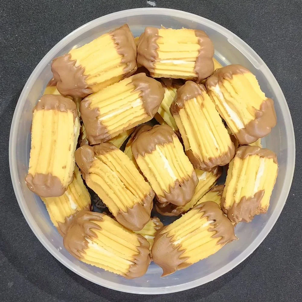 Melting moment biscuits dipped in chocolate