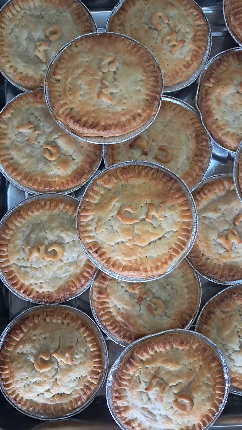 Trays of freshly baked Vidhyas pies